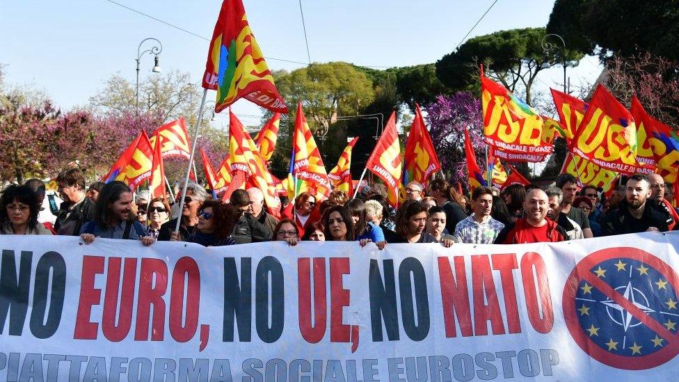 Anti-EU protesters in Rome, March 2017