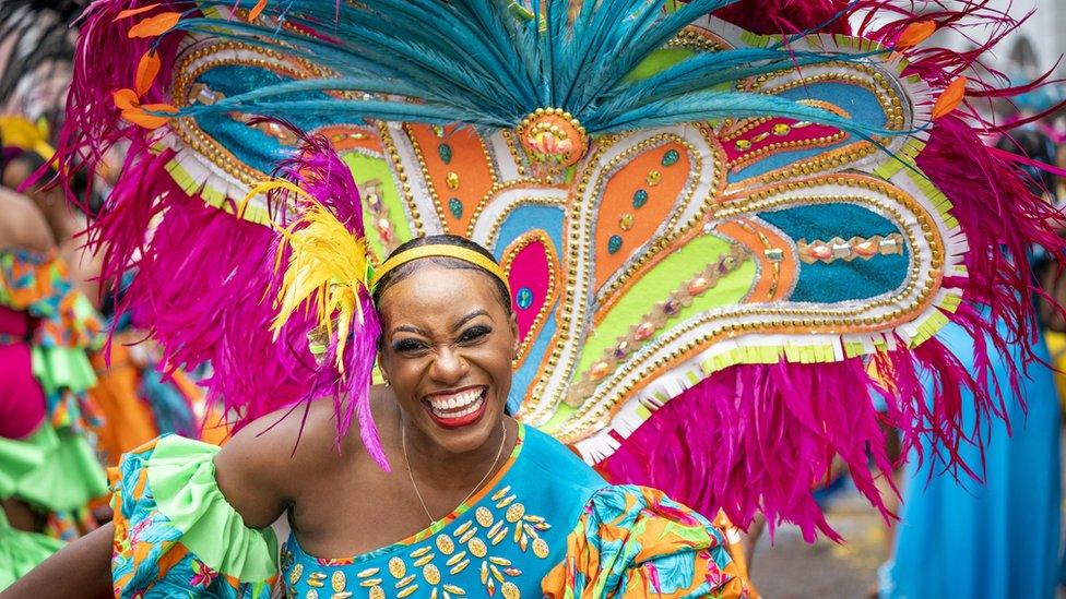 A traditional Junkanoo parade in Bahamas