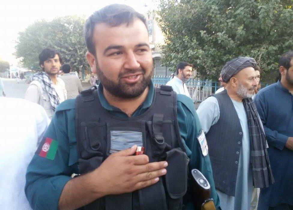 Afghan security forces member, smiling, in Kunduz