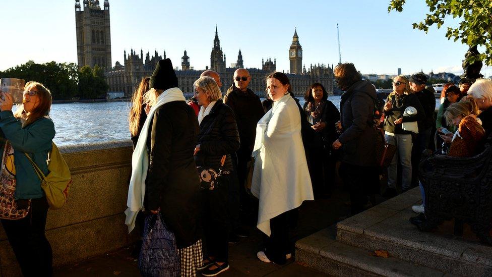 People queuing in Westminster