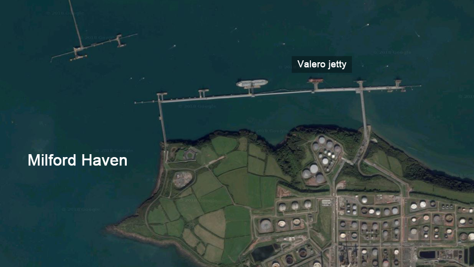 Map showing Valero Jetty