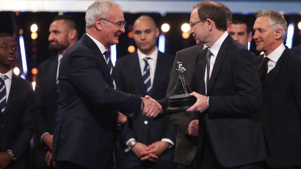 Claudio Ranieri winning Coach of the Year at the 2016 BBC Sports Personality Awards