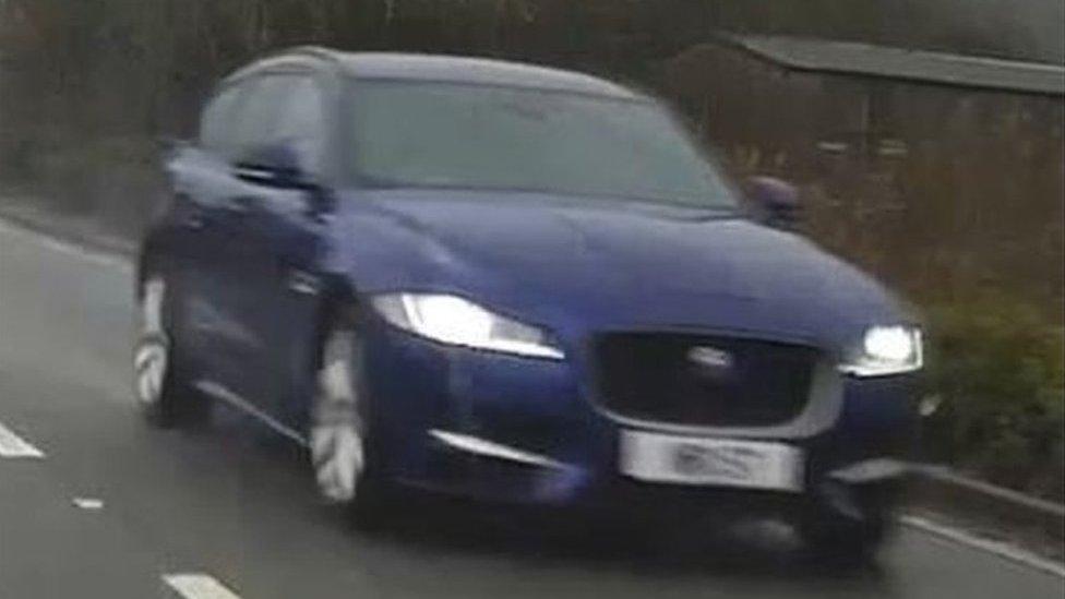 Blue Jaguar estate car identified by police