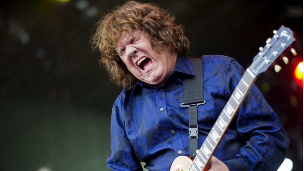 Gary Moore of Northern Ireland, performs during the annual Dutch rock festival Pinkpop Classic 2010 at Landgraaf on August 14, 2010