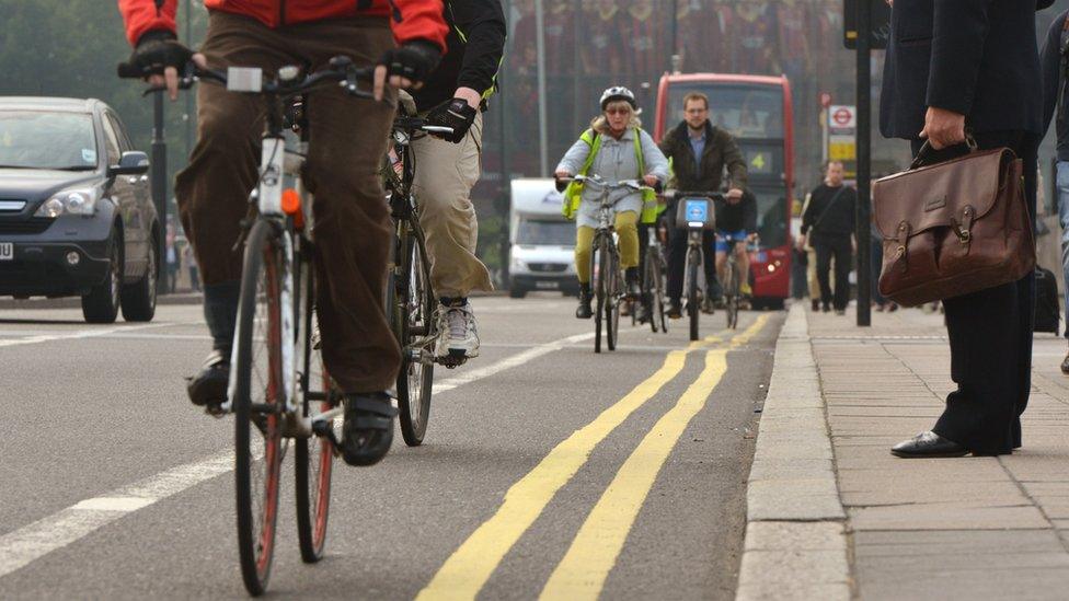 Cyclists on Waterloo Bridge