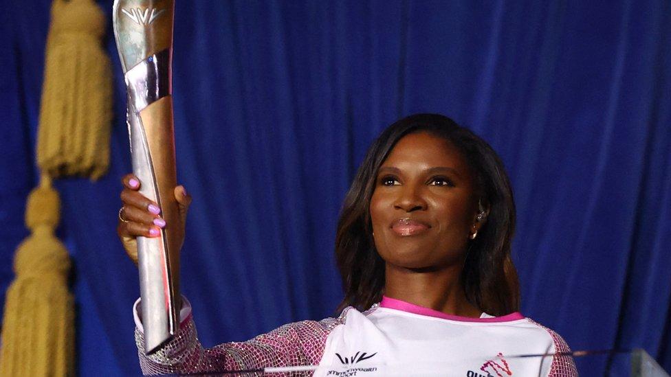 Denise Lewis at the Games' opening ceremony