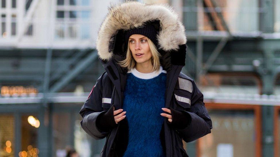 Model wears Canada Goose coat