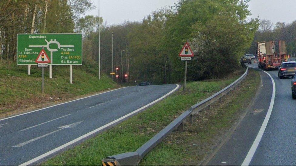 A14 at Bury St Edmunds