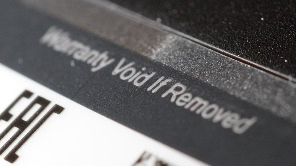 "Warranty void" stickers appear on many gadgets