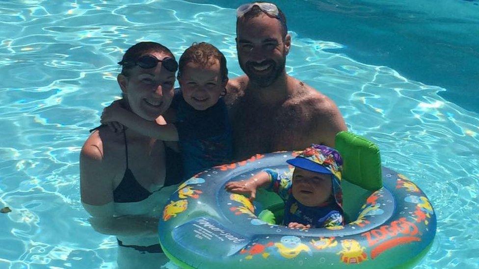 Louise swimming with her family