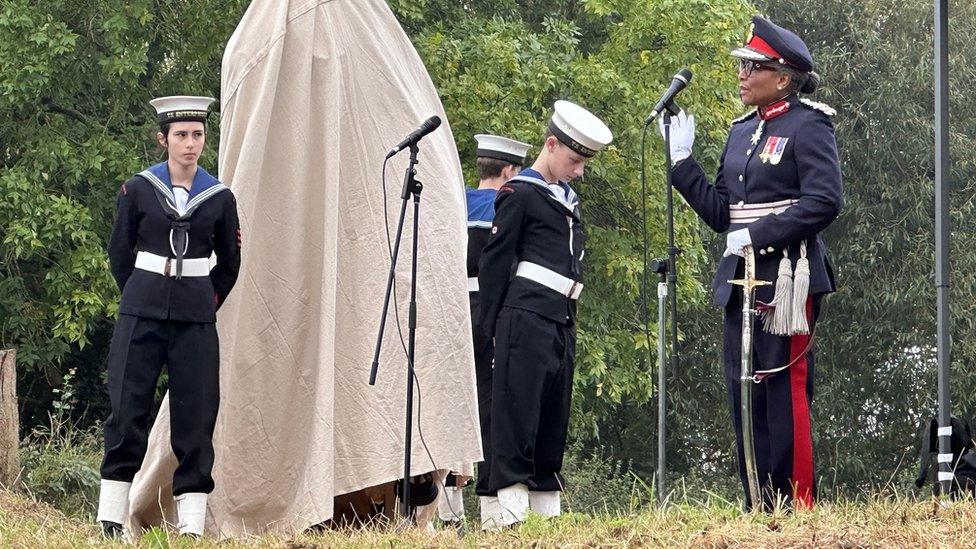 Peaches Golding in her Lord Lieutenant of Bristol uniform, gives a speech