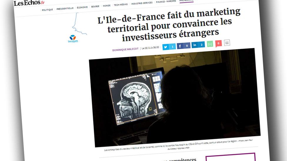 Screengrab from the online edition of French newspaper Les Echos