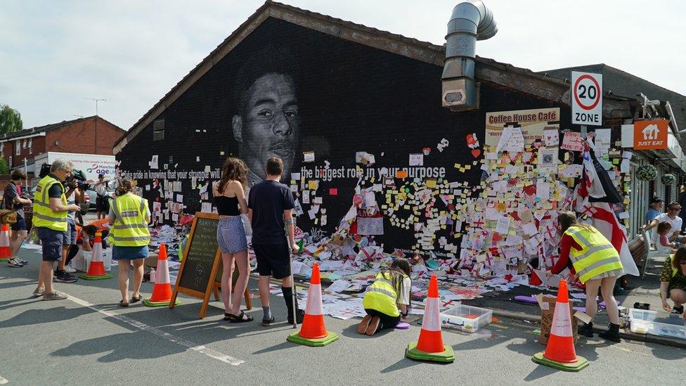 Tributes to Marcus Rashford being removed to be preserved