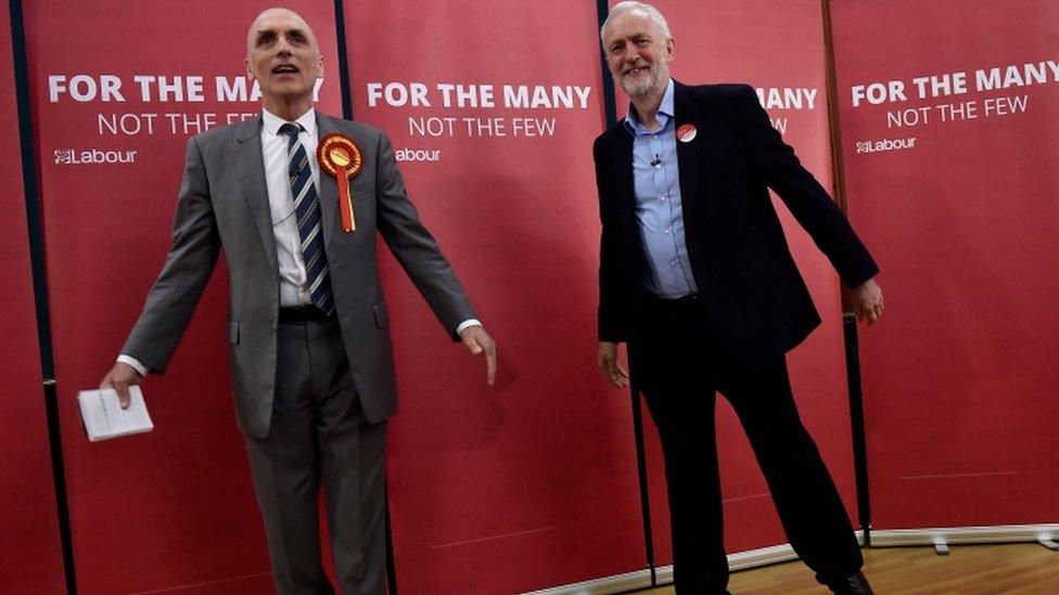 Labour candidate Chris Williamson with Labour leader Jeremy Corbyn during an election campaign event in Derby