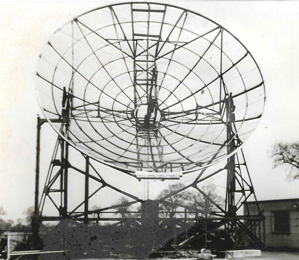 Prototype telescope at Jodrell Bank in the 1950s