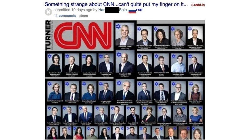 picture of CNN reporters each with a star of david next to their heads