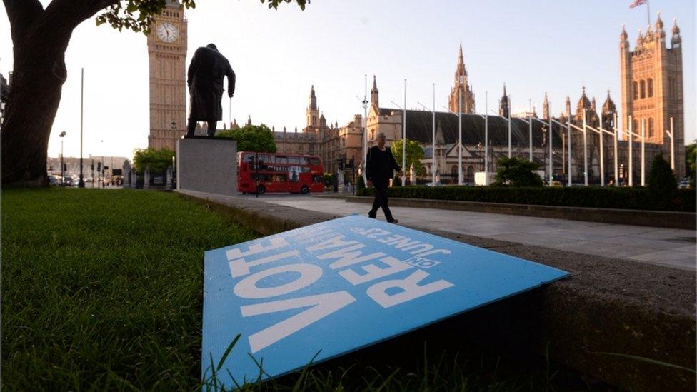 Remain campaign placard in Westminster