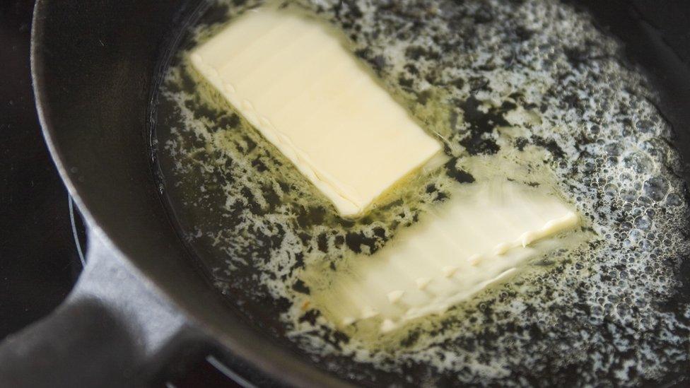 Butter in frying pan