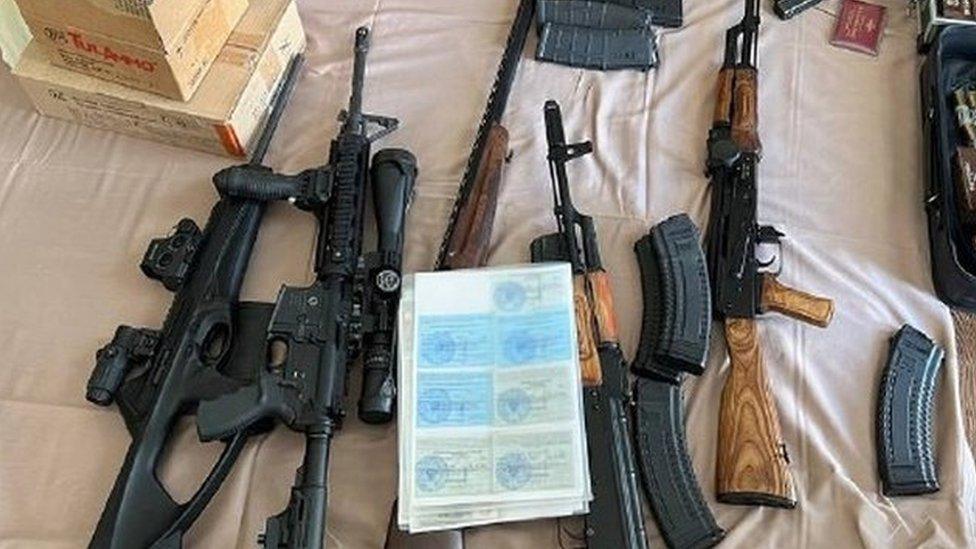 Weapons discovered during a search of Yevgeny Priozhin's home