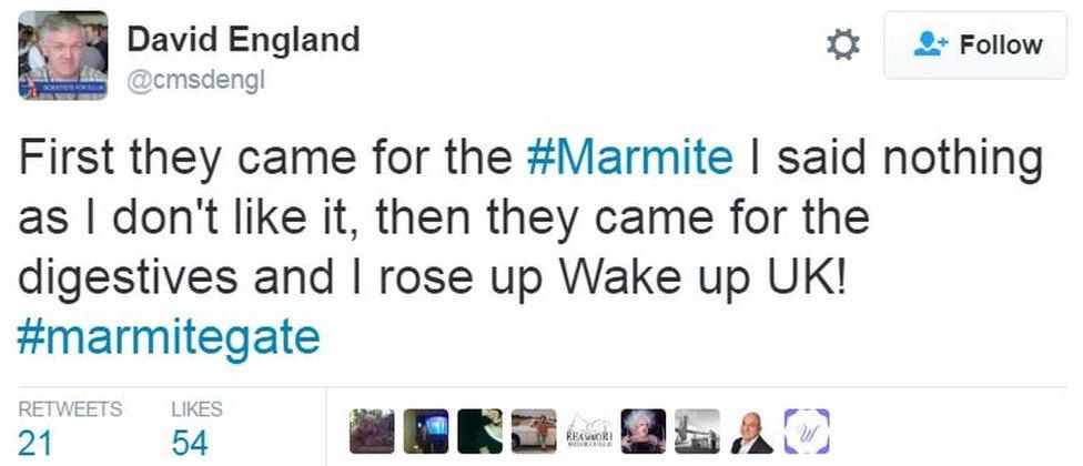 First they came for the Marmite I sadi nothing..