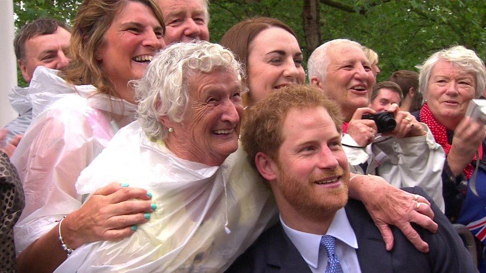 Prince Harry posed for photographs with the crowd