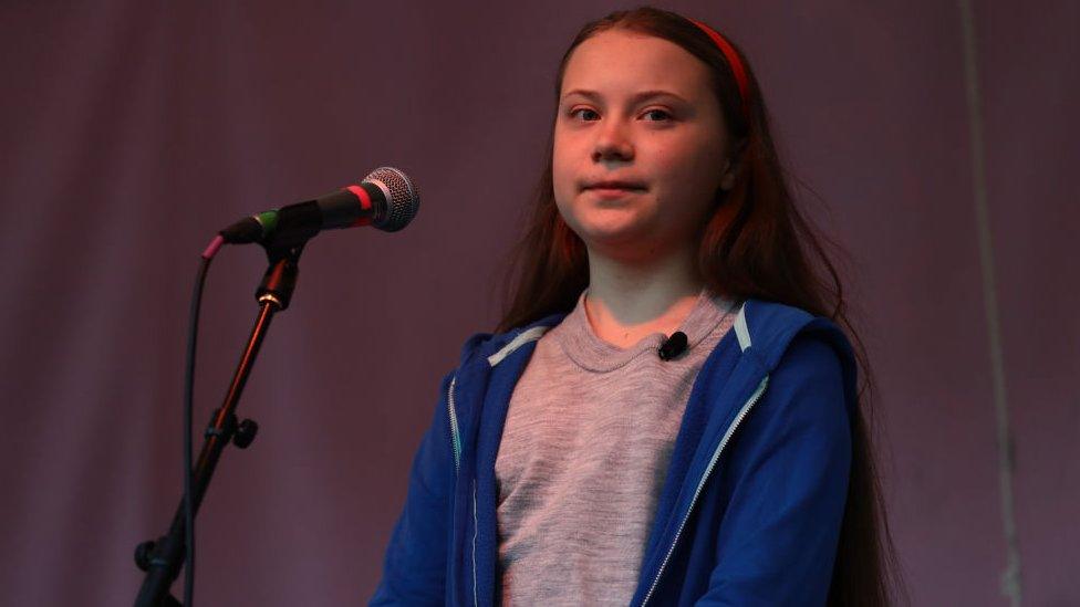 Greta Thunberg speaks to protesters gathered at Marble Arch as the Extinction Rebellion protests in London