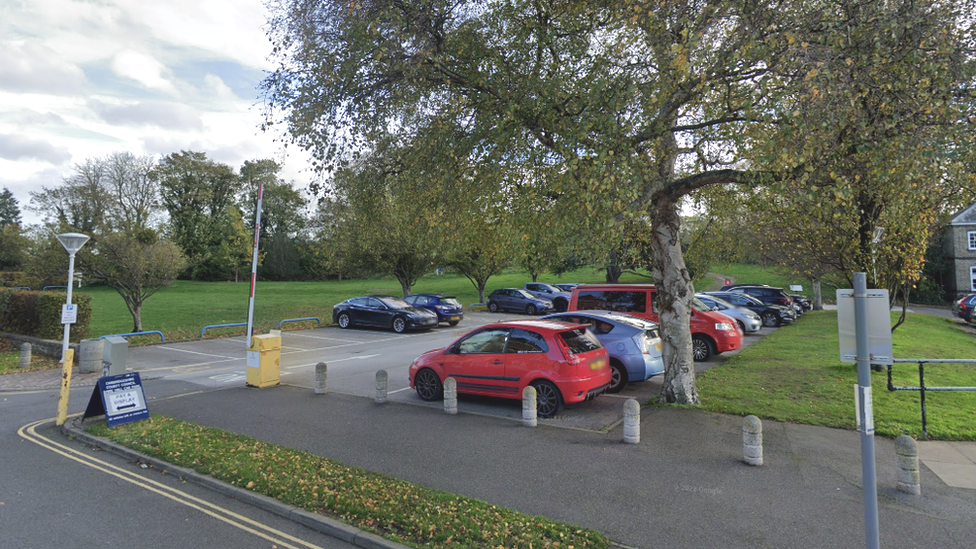 The Castle Court car park with a pay and display sign