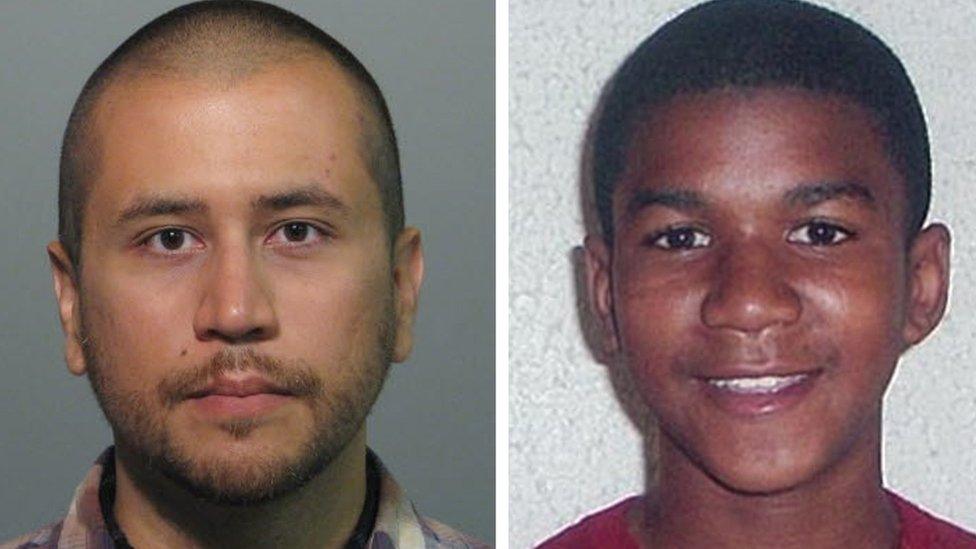 Headshots of neighbourhood watch volunteer George Zimmerman (L) and Trayvon Martin