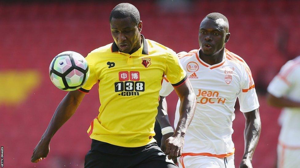 Odion Ighalo (left) in action against Lorient in a pre-season friendly