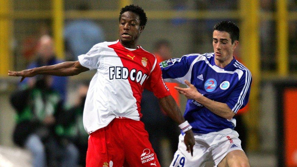 Former Sierra Leone captain Mohamed Kallon (left)