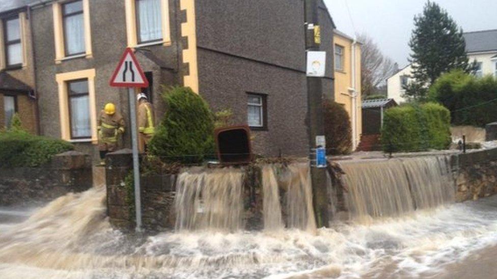 Flooding in the village of Rhostryfan, near Caernarfon