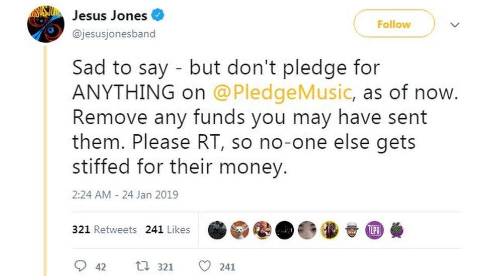 Jesus Jones tweet