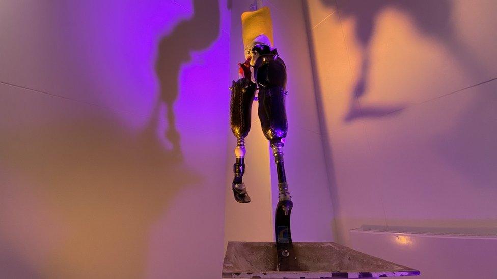 Sculpture made from prosthetic limbs