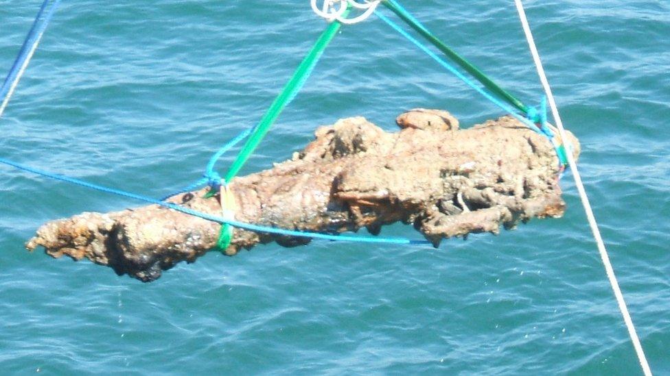 Cannon from the Alderney Elizabethan wreck raised from the seabed