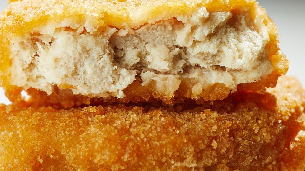 Chicken nugget close up view.