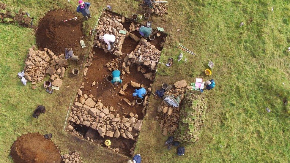 Aerial image of dig on Mull