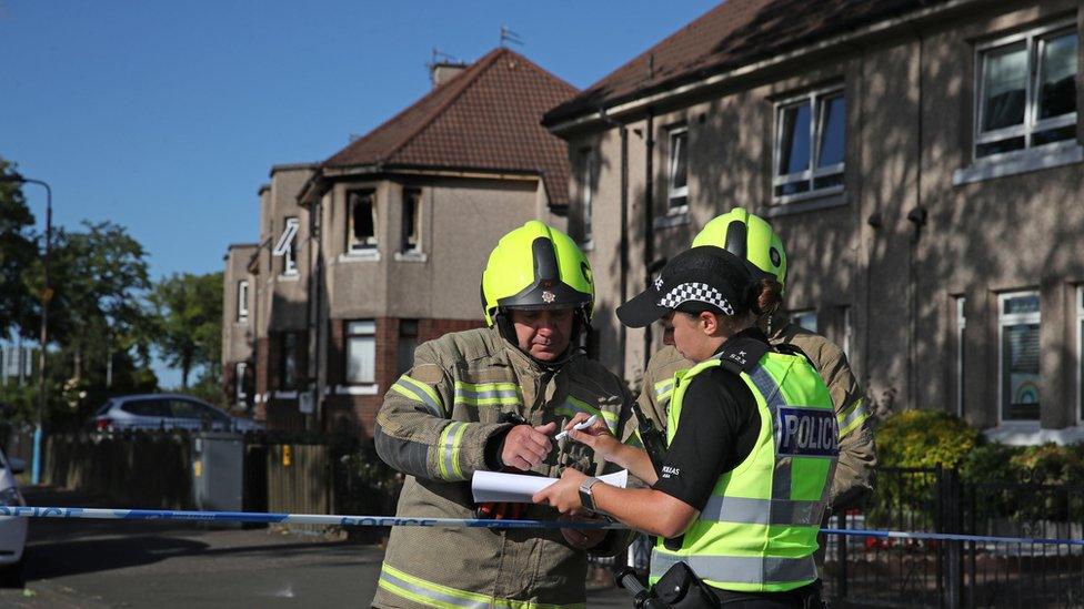 police and fire crews at the scene