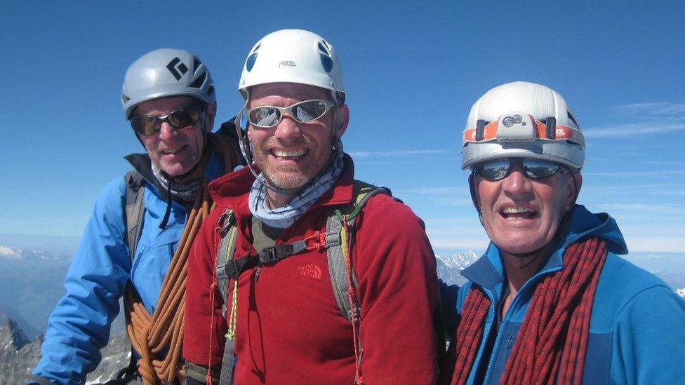 Jamie Andrew with guides Steve Jones and Steve Monks