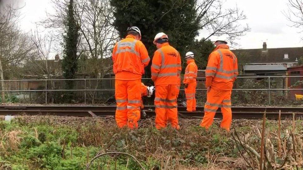 Workers on railway