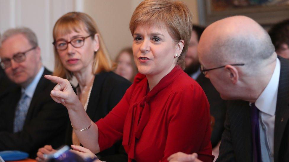 Permanent Secretary Leslie Evans (second left) with First Minister Nicola Sturgeon