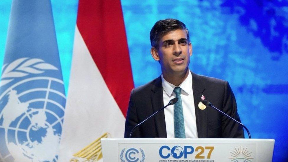 Rishi Sunak giving speech at COP27