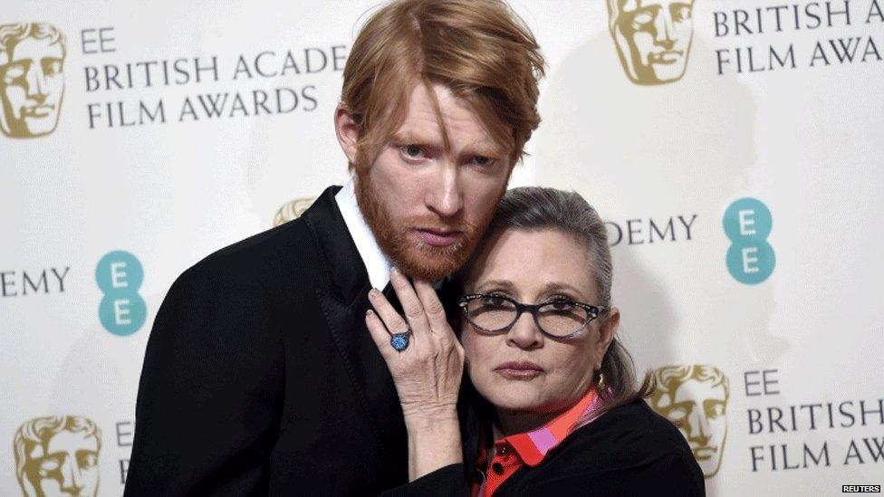 Domhnall Gleeson and Carrie Fisher