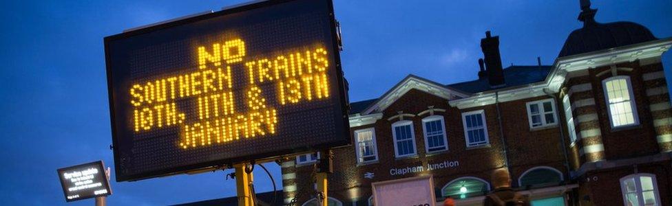 Information board during Aslef strike