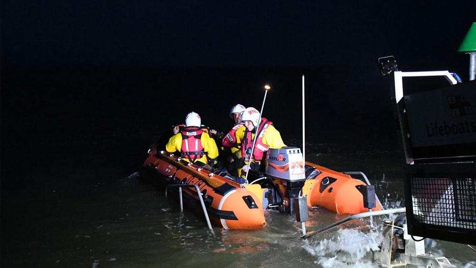 Wells RNLI lifeboat heading to Blakeney