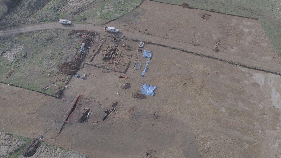 Drone picture of excavation at Priors Hall Park in Corby