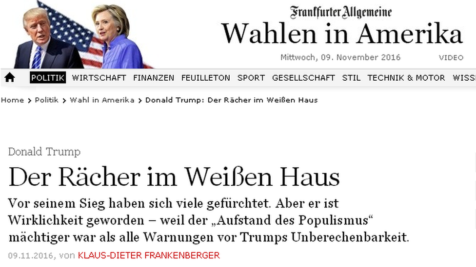 Headline from Frankfurter Allgemeine