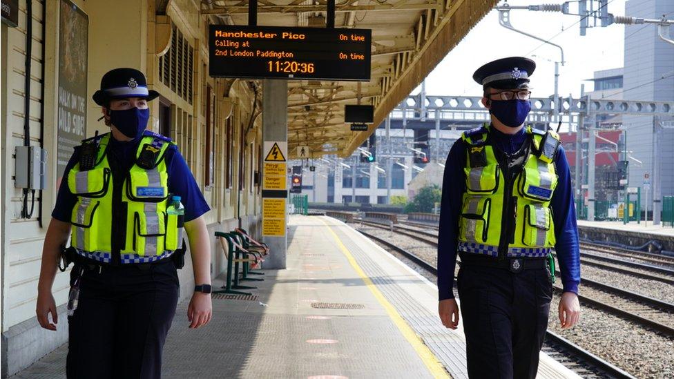 British Transport Police on platform