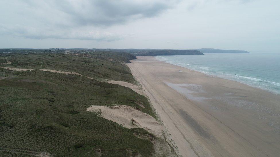 Drone image of Perranporth