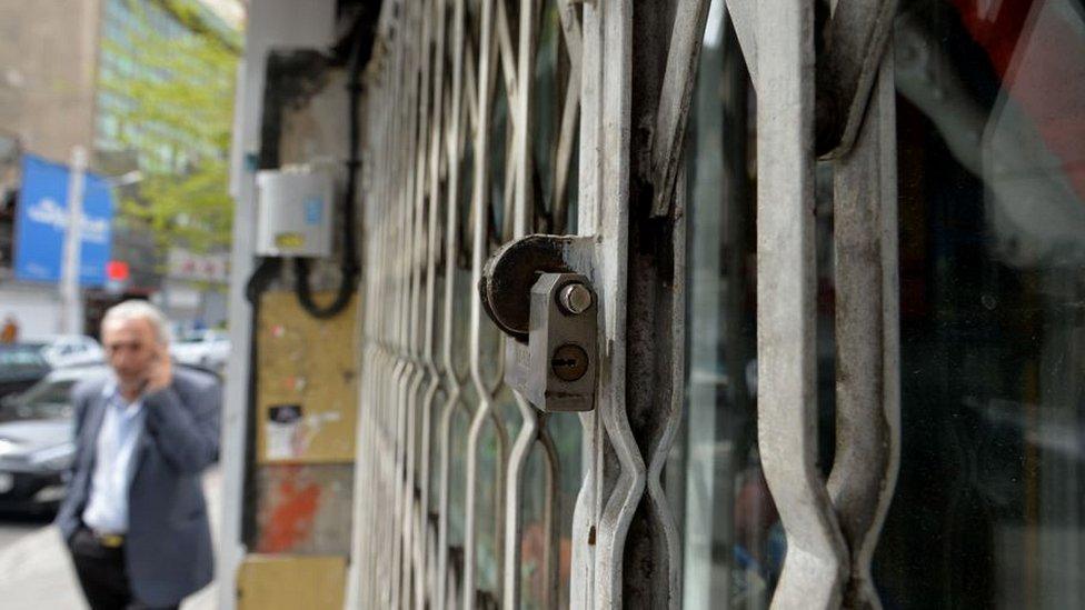 Shuttered shop in Tehran