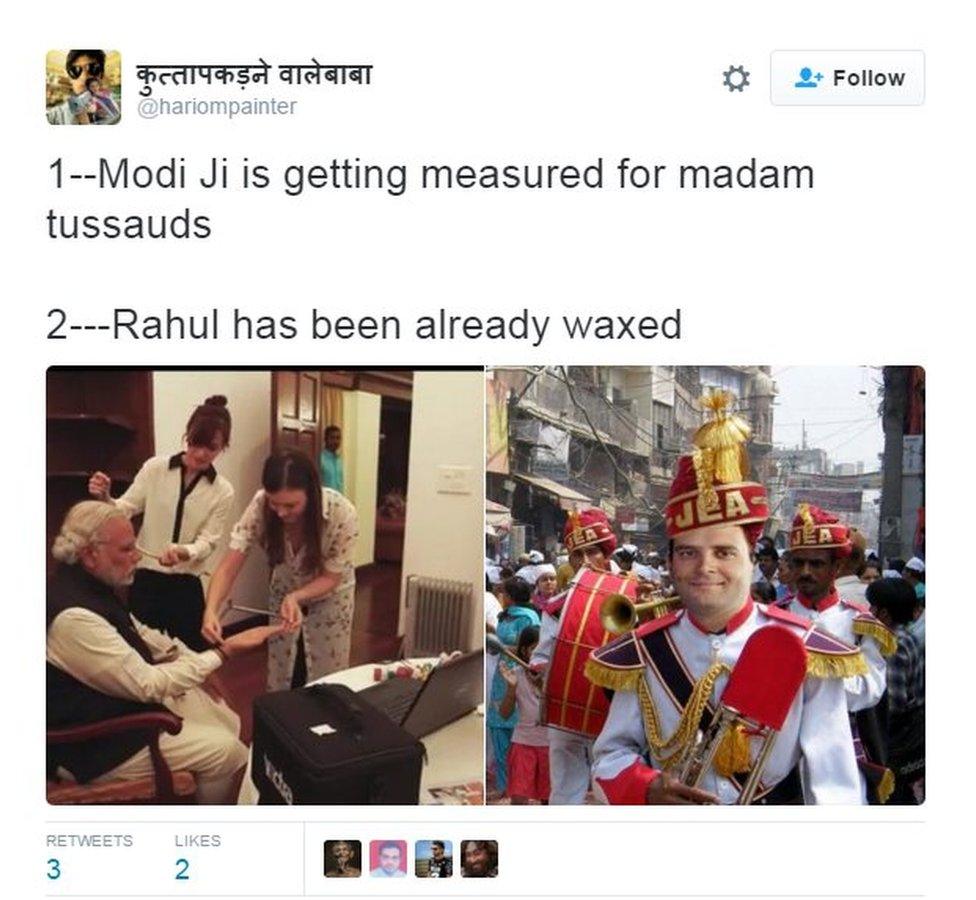 1--Modi Ji is getting measured for madam tussauds 2---Rahul has been already waxed